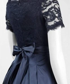 Formal Gowns Adrianna Papell - Off-Shoulder Taffeta A-line Gown AP1E201965 - 1 Pc Navy In Size 16 Available