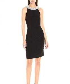 Adrianna Papell - Pearl Bejeweled Halter Neck Short Dress AP1D100522 Cocktail Dresses
