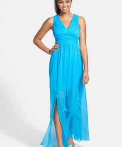 Adrianna Papell - Pleated Bodice Chiffon Dress 231M55220
