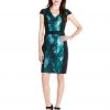 Cocktail Dresses Adrianna Papell - Printed V-Neck Sheath Dress 16PD11730