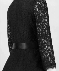 Cocktail Dresses Adrianna Papell - Quarter Length Sleeves Lace Short Dress 41910400