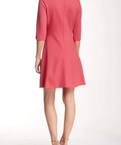 Cocktail Dresses Adrianna Papell - Quarter Length Sleeves Ponte A-Line Dress 15247232