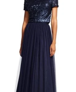 Adrianna Papell - Sequined Long Dress AP1E200722 Formal Gowns