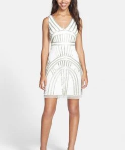 Adrianna Papell - Sleeveless Beaded Cocktail Dress 41891430