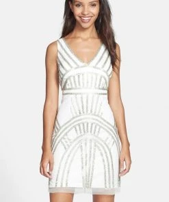 Adrianna Papell - Sleeveless Beaded Cocktail Dress 41891430