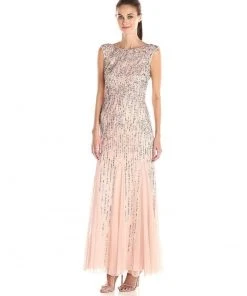 Adrianna Papell - Sleeveless Beaded Gown With Godets 91908220