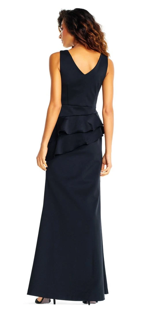 Formal Gowns Adrianna Papell - Sleeveless Layered Peplum Gown AP1E202233 - 1 Pc Black In Size 10 Available 5 Formal Gowns Adrianna Papell - Sleeveless Layered Peplum Gown AP1E202233 - 1 Pc Black In Size 10 Available