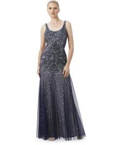 Adrianna Papell - Square Neck Sleeveless Sparkling Gown 91895430