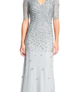 Adrianna Papell - V Neck Long Dress AP1E200158 Formal Gowns