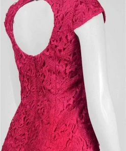 Aidan Mattox - 151A12340 Cap Sleeve Cutout Back Lace Dress