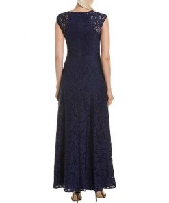 Aidan Mattox - 151A12840 Sheer Cap Sleeve Lace Godet A-Line Dress Formal Gowns