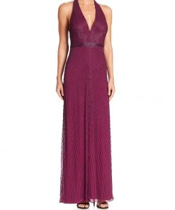 Aidan Mattox - 54473350 Halter Beaded Sheath Gown Formal Gowns