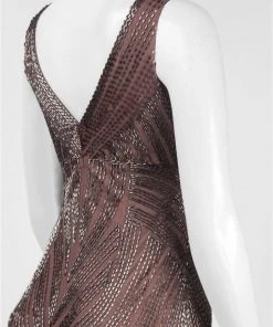 Aidan Mattox - 54474240 V Neck Long Dress - 1 Pc Sepia In Size 6 Available Formal Gowns