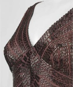 Aidan Mattox - 54474240 V Neck Long Dress - 1 Pc Sepia In Size 6 Available Formal Gowns