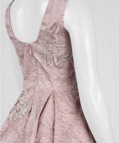 Cocktail Dresses Aidan Mattox Bateau Neck Floral Tea-Length Dress MD1E201386 - 1 Pc Blush In Size 2 Available