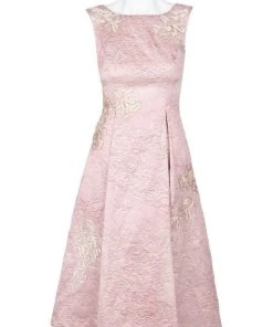 Cocktail Dresses Aidan Mattox Bateau Neck Floral Tea-Length Dress MD1E201386 - 1 Pc Blush In Size 2 Available