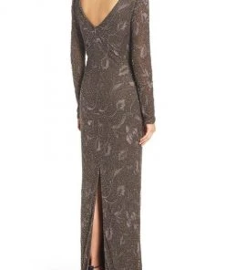 Aidan Mattox - Beaded And Embroidered Mesh Long Dress MD1E200365 Formal Gowns