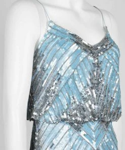 Aidan Mattox - Blouson V Neck Sheath Dress MD1E203800 - 1 Pc Cloud Blue In Size 12 Available Formal Gowns
