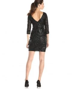 Aidan Mattox - Embroidered Bateau Neck Column Dress 151A10540 Cocktail Dresses