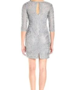 Aidan Mattox Embroidered Bateau Sheath Dress 54468920 - 1 Pc Silver In Size 2 Available Cocktail Dresses