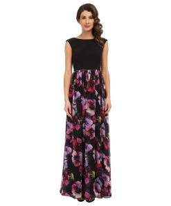 Aidan Mattox - Floral Chiffon Dress 151A14930 Formal Gowns