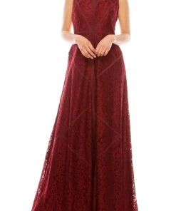 Aidan Mattox - High Neck Lace Formal Dress 54473060 - 1 Pc Crimson In Size 14 Available Formal Gowns