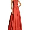 Aidan Mattox - Illusion Paneled Taffeta Evening Gown 54467610 - 2 Pcs Ruby In Size 0 And 8 Available Formal Gowns