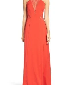 Aidan Mattox - Lace Halter Neck Dress 151A13140