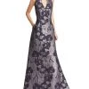 Formal Gowns Aidan Mattox - MD1E200784 Sleeveless Metallic Floral Print Gown