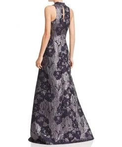 Formal Gowns Aidan Mattox - MD1E200784 Sleeveless Metallic Floral Print Gown