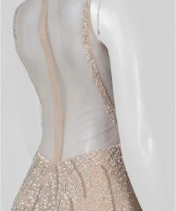 Aidan Mattox - MD1E200817 Sequin Embellished Sleeveless V Neck Gown