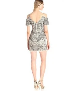 Aidan Mattox - MD1E200820 Beaded V-Neck Sheath Dress Cocktail Dresses