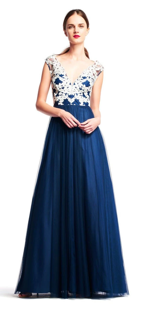 Formal Gowns Aidan Mattox - MD1E200856 Sleeveless V-Neck Embroidered Ball Gown 3 Formal Gowns Aidan Mattox - MD1E200856 Sleeveless V-Neck Embroidered Ball Gown