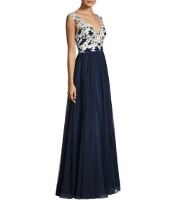 Formal Gowns Aidan Mattox - MD1E200856 Sleeveless V-Neck Embroidered Ball Gown 8 Formal Gowns Aidan Mattox - MD1E200856 Sleeveless V-Neck Embroidered Ball Gown