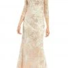 Aidan Mattox - MD1E201009 Sheer Embroidered Lace Gown