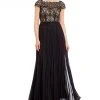 Aidan Mattox - MD1E201017 Bateau Neck Embellished Chiffon Gown