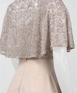 Aidan Mattox - MD1E201185 Embellished Caped Scoop Neck A-Line Gown 12 Aidan Mattox - MD1E201185 Embellished Caped Scoop Neck A-Line Gown