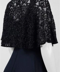 Aidan Mattox - MD1E201185 Embellished Caped Scoop Neck A-Line Gown 15 Aidan Mattox - MD1E201185 Embellished Caped Scoop Neck A-Line Gown