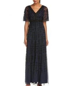 Aidan Mattox - MD1E201195 Short Flutter Sleeve Adorned Capelet Gown Formal Gowns 9 Aidan Mattox - MD1E201195 Short Flutter Sleeve Adorned Capelet Gown Formal Gowns