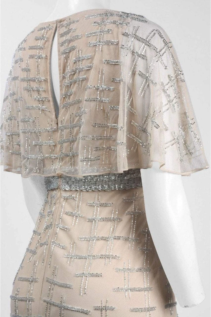 Aidan Mattox - MD1E201195 Short Flutter Sleeve Adorned Capelet Gown Formal Gowns 4 Aidan Mattox - MD1E201195 Short Flutter Sleeve Adorned Capelet Gown Formal Gowns