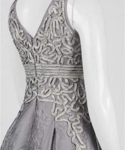 Formal Gowns Aidan Mattox - MD1E201384 V-neck Floral Jacquard Ballgown