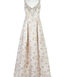 Aidan Mattox - MD1E201398 Embellished Sweetheart Jacquard A-line Dress