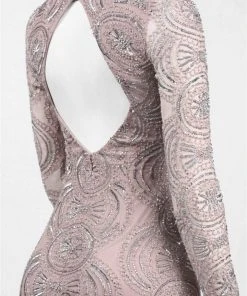 Formal Gowns Aidan Mattox - MD1E201413 Long Sleeve Illusion Plunge Cutout Gown 9 Formal Gowns Aidan Mattox - MD1E201413 Long Sleeve Illusion Plunge Cutout Gown