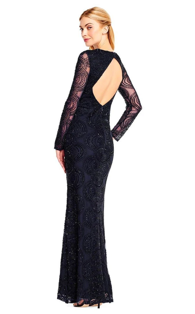 Formal Gowns Aidan Mattox - MD1E201413 Long Sleeve Illusion Plunge Cutout Gown 4 Formal Gowns Aidan Mattox - MD1E201413 Long Sleeve Illusion Plunge Cutout Gown