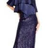 Formal Gowns Aidan Mattox MD1E201424 Jewel Neck Popover Sequined Gown - 1 Pc Twilight In Size 10 Available