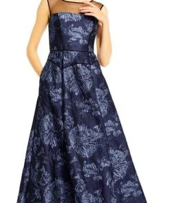 Aidan Mattox - MD1E201452 Sleeveless Floral Jacquard Ballgown Formal Gowns