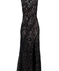 Aidan Mattox - MD1E201455 Illusion V-Neck Floral Lace Evening Gown