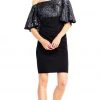 Aidan Mattox - MD1E201467 Sequined Off-Shoulder Cocktail Dress Cocktail Dresses