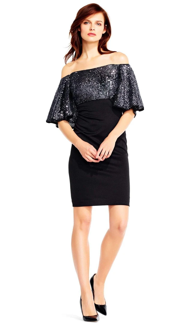 Aidan Mattox - MD1E201467 Sequined Off-Shoulder Cocktail Dress Cocktail Dresses 3 Aidan Mattox - MD1E201467 Sequined Off-Shoulder Cocktail Dress Cocktail Dresses