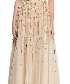 Aidan Mattox - MD1E201850 Floral Applique Scoop A-line Gown Formal Gowns